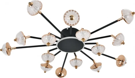 Потолочная люстра светодиодная с таймером Escada Meteor 630/A LED BL 110Вт, с ПДУ, металл/акрил, черный/белый/золото (220V)