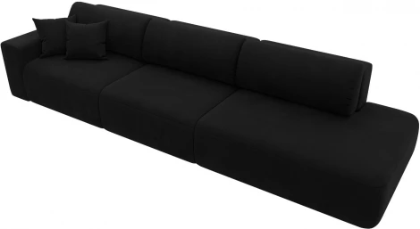 Диван прямой Лига-036 НПБ Модерн Лонг подлокотник слева (Черный/Микровельвет) Лига Диванов арт.121348L