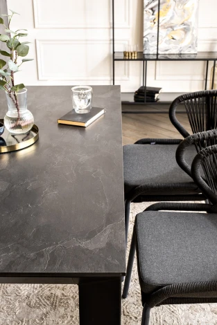 Обеденная группа на 4 персоны со стульями Милан, каркас темно-серый, роуп темно-серый 4SIS Венето VEN-CMIL4T1-5-SET D-gray