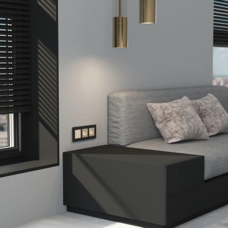 Рамка на 3 поста (черный алюминий) Werkel W0033508 (a066331)