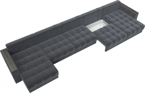 Диван П-образный с декором Лига-049 НПБ Мегалонг Лига Диванов (Велюр) арт.128526