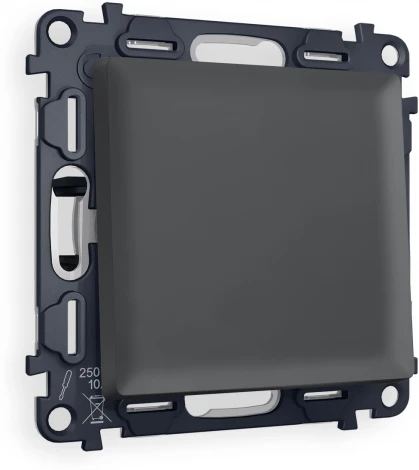 Комплект механизма Ambrella Volt 1-клавишного выключателя ALFA MA901010 Графит мягкое касание QUANT