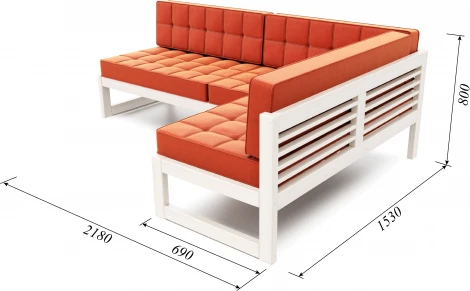 Диван Arsko угловой Сега У беленый дуб велюр оранжевый