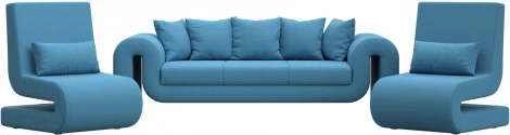 Набор Волна-1 (диван, 2 кресла) (Голубой/Рогожка) Лига Диванов арт.125780