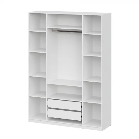Шкаф распашной с наполнением Арника (11 полок + 2 ящика + штанга) ШК 5 (1600), Белый