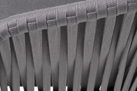 "Бордо" стул плетеный из роупа, каркас алюминий темно-серый (RAL7024) муар, роуп серый 15мм, ткань темно-серая 027 4SIS арт.УТ-00007017