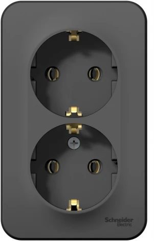 Розетка накладная двойная с заземлением (антрацит) Systeme Electric Blanca BLNRA010206