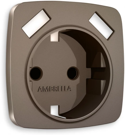 Лицевая панель Ambrella Volt OMEGA (Темная бронза матовый) для электрической розетки с заземлением со шторками 2USB A+A QUANT OP6390
