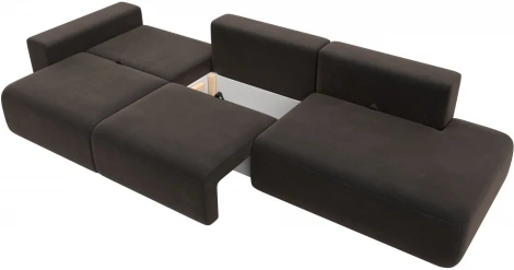 Диван прямой Лига-036 НПБ Модерн Лонг подлокотник слева (Коричневый/Велюр) Лига Диванов арт.121360L