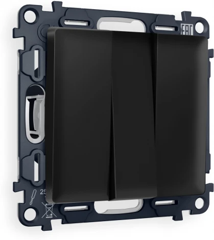 Комплект механизма Ambrella Volt 3-клавишного выключателя ALFA MA805010 Черный матовый QUANT