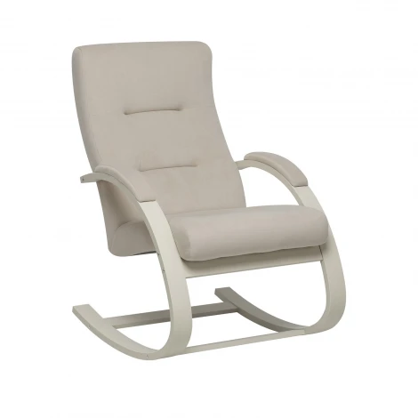 Кресло-качалка Leset Милано 4687206966772 Фанера,Береза,Шпон, Велюр, Бежевый, Слоновая кость