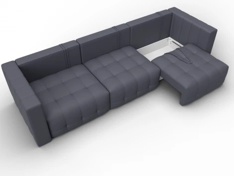 Диван прямой Лига-052 НПБ Лонг (ЛДСП,Брус,Фанера/Пластик/Экокожа/Серый) Лига Диванов 129909