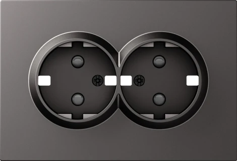 Накладка для розетки 2-й с заземлением, со шторками 16A 250 В~, матовый титан Donel A07 DE22245