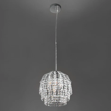 Подвесная люстра Eurosvet Oliver 10091/1 хром/прозрачный хрусталь Strotskis