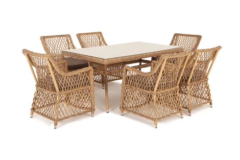 Обеденная группа плетеная, цвет соломенный 4SIS Латте LC6T-7-SET