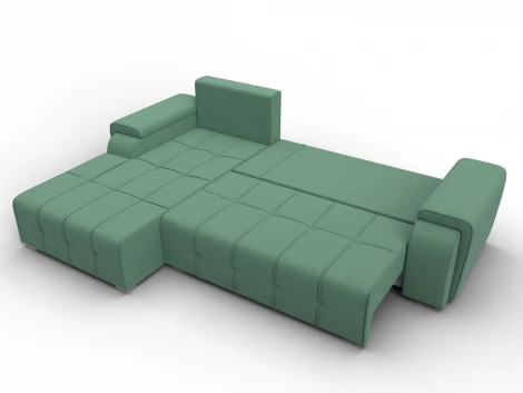 Диван угловой Лига-121 левый угол (ДСП,Брус,Рогожка/Зеленый) Лига Диванов 137344L