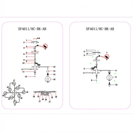 Потолочная люстра Seven Fires Teolo SF4011/8C-BK-AB