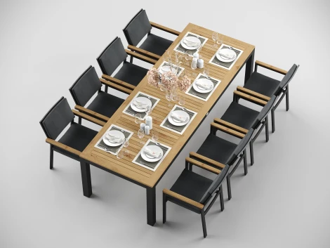 Стул уличный Gardenini Premium Bella (Алюминий,Ткань,Тик/Темно-серый) арт.СPBLL.010800.C4