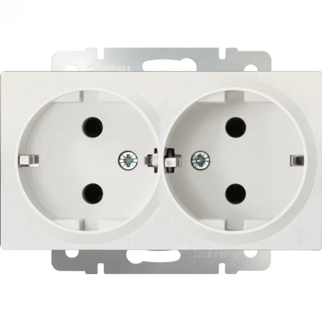 Розетка двойная с заземлением (перламутровый рифленый) Werkel W1172013 (a051175)