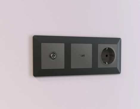 Лицевая панель Ambrella Volt ALFA (Графит Мягкое касание) для TV розетки QUANT AP9130