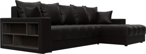 Диван угловой с декором и полкой Лига-050 НПБ Лига Диванов (Экокожа) арт.128603