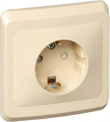 Розетка встраиваемая с заземлением и шторками (кремовый) Systeme Electric Этюд PC16-004K
