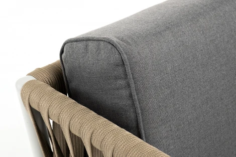 "Касабланка" диван 2-местный плетеный из роупа, каркас алюминий светло-серый (RAL7035) муар, роуп серо-коричневый 23мм, ткань серая 017 4SIS арт.УТ-00006209