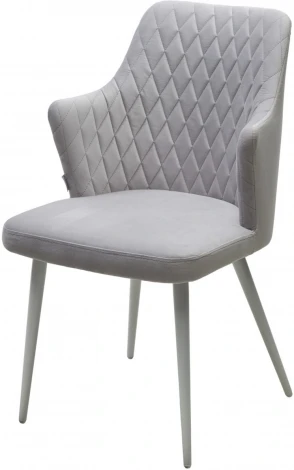 Стул M-City HERMAN 360 град. BM-4 СВЕТЛО-СЕРЫЙ, велюр / белый каркас