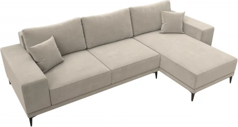 Диван угловой Льюес правый (Бежевый/Микровельвет) Лига Диванов арт.122402