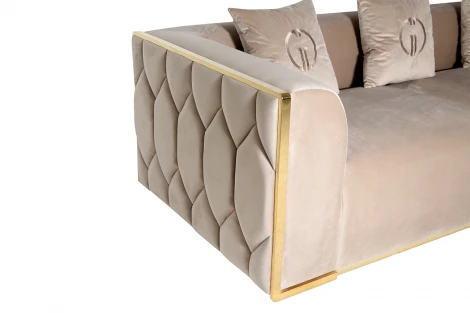 102AN-DIV-9173-BEG Диван Bern трехместный, велюр бежевый 233*96*69см Garda Decor