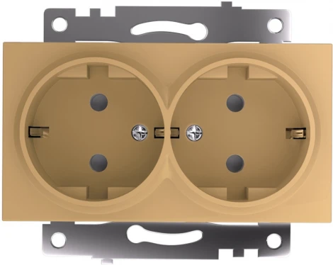 Розетка двойная с заземлением и шторками (золото) Stekker Катрин 49226