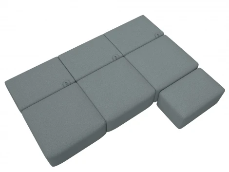 Диван прямой модульный с пуфом Лига-060 НПБ Лонг (ЛДСП,Брус,Фанера/Пластик/Рогожка/Серый) Лига Диванов 129710