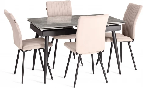 Стул обеденный Monte Carlo Tetchair (Флок/Бежевый,Черный) арт.24792