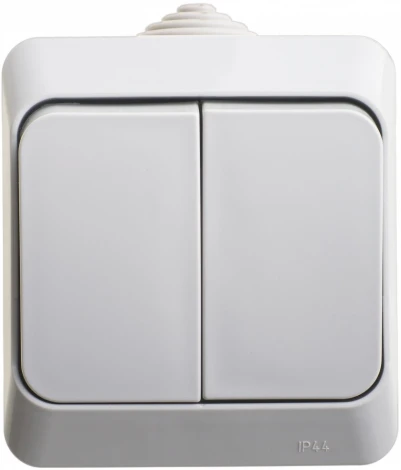 Выключатель накладной двухклавишный (серый) IP44 Systeme Electric BA10-042C