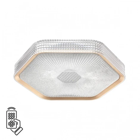 Потолочный светильник светодиодный Sonex Sparks 7746/48L металл/пластик/прозрачный/золотистый LED 48Вт 3000-4000-6000K IP20 пульт ДУ