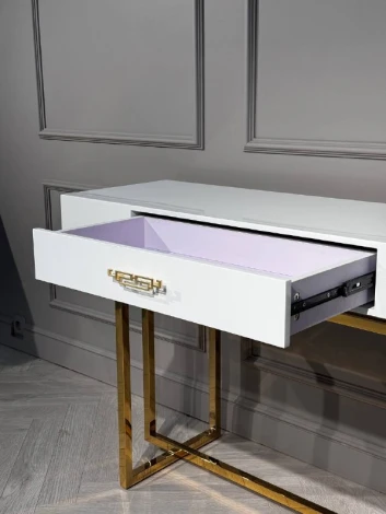 Стол-консоль IST-CASA Гарда-1 P-MJ-003, 120х40х76 см, белый/золото