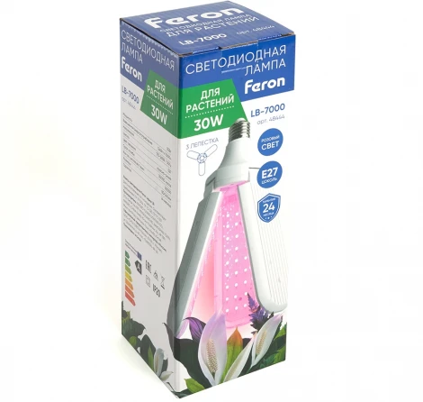 Лампа светодиодная 3-х лепестковая Feron 48444 LB-7000 E27 30W красно-синий спектр