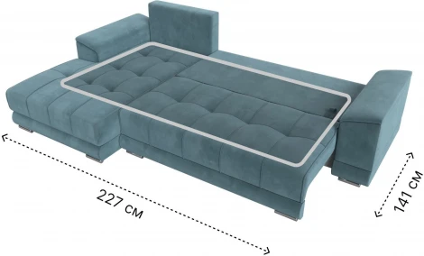 Диван угловой НордСтар левый угол (Бирюзовый/Велюр) Лига Диванов арт.121106L