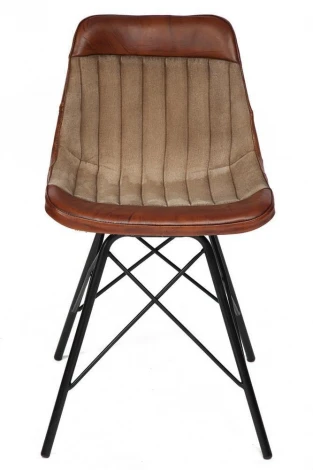 Стул Secret De Maison GETS ( mod. M-14529 ) коричневый (металл/кожа буйвола/ткань хлопок)