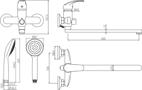 Смеситель Damixa RedBlu Palace One 419500000 универсальный