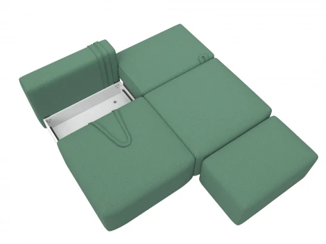 Диван прямой модульный с пуфом Лига-060 НПБ (ЛДСП,Брус,Фанера/Пластик/Рогожка/Зеленый) Лига Диванов 129678