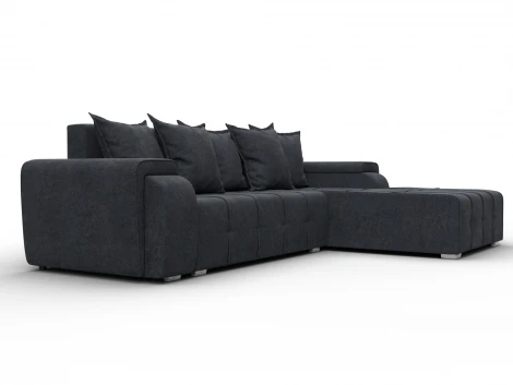 Диван угловой Лига-121 правый угол (ДСП,Брус,Велюр/Темно-серый) Лига Диванов 137356