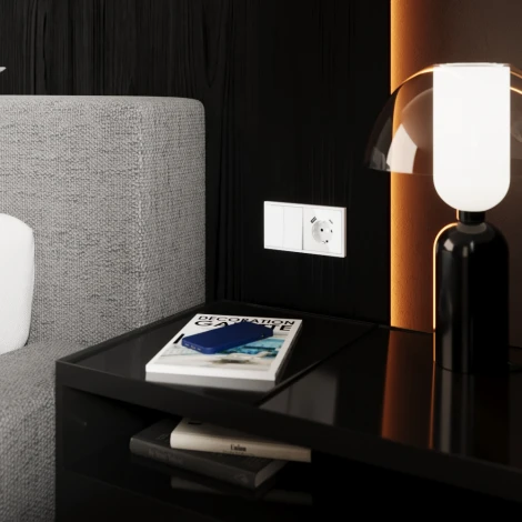 Перекрестный переключатель встраиваемый IP30 Voltum S70 VLS020501 двухклавишный 10А, (белый глянцевый)