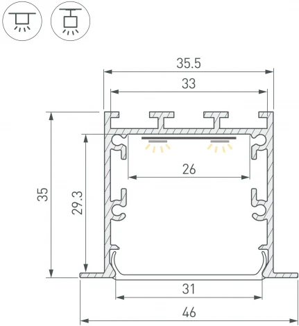 Профиль LINIA49-F-M-2000 WHITE (Arlight, Алюминий) 057032