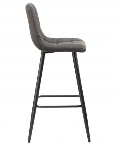 Стул барный NICOLE (черные матовые ножки, серая антрацитовая винтажная экокожа (RU-08))