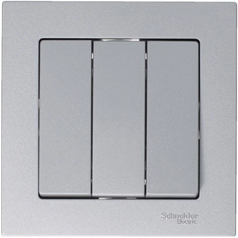 Выключатель встраиваемый трехклавишный (алюминий) Systeme Electric AtlasDesign ATN000331