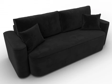 Диван прямой Лига-118 НПБ (ДСП,ЛДСП,Брус,Фанера,Велюр/Черный) Лига Диванов 137077