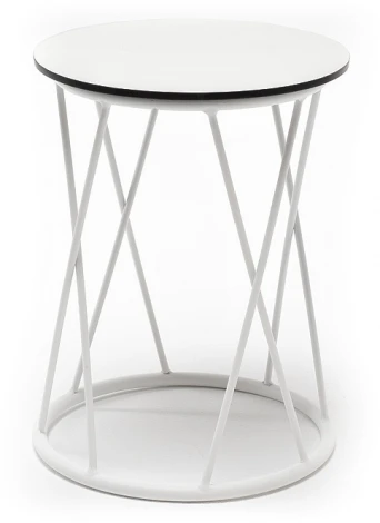 "Колумбия" журнальный стол из HPL круглый Ø40 H55, каркас из стали белый, цвет столешницы "молочный" 4SIS арт.УТ-00005785