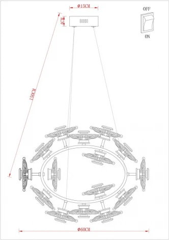 Подвесная люстра Arte Lamp A2097LM-90GO Cherish (LED, 220V, пульт управления, на тросе)
