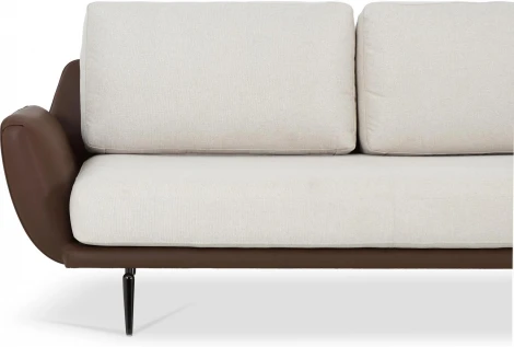 Диван Ispani угловой правый ОГОГО (арт.803483), (Ткань,Экокожа/Коричневый,Бежевый)